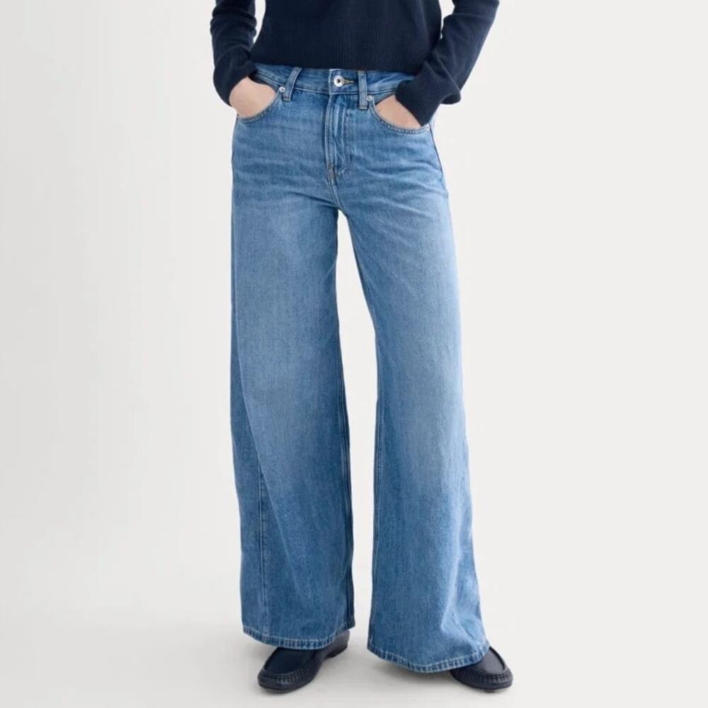 Everlane Paneled Wide Leg Jean Tungsten Scratch Blue Size 30 Regular NWT